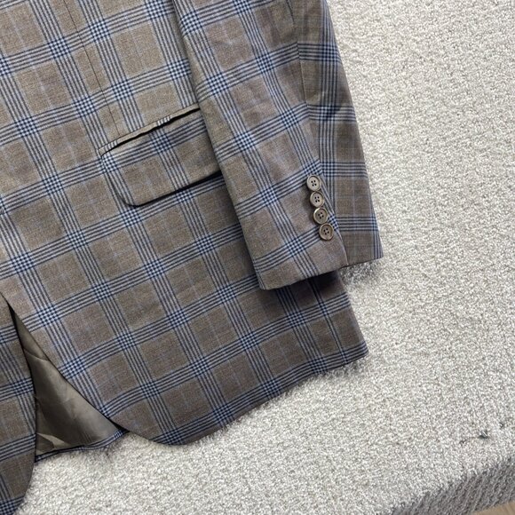 Coppley Biella Brown / Blue Plaid Sport Coat Jacket Super 130's Wool Sz 42R - Picture 4 of 16
